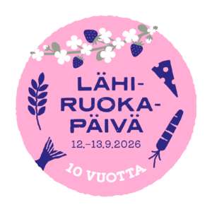 Lähiruokapäivän logo, teksti Lähiruokapäivä 12.-13.9.2026 ,10 vuotta.
