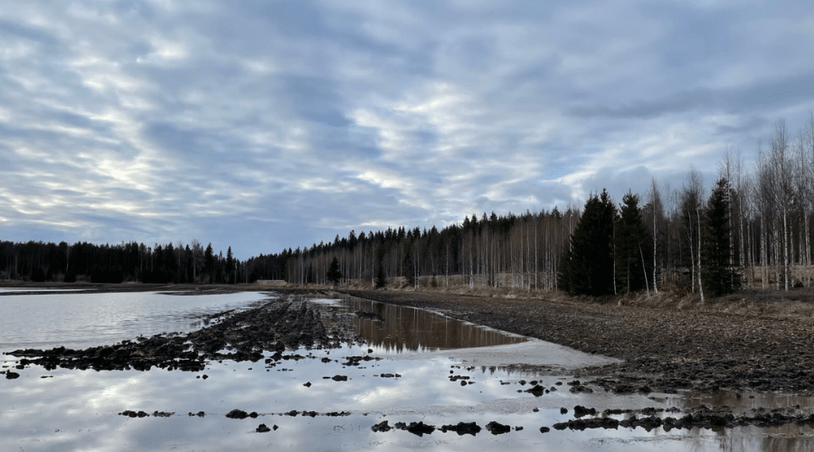 Pelto tulvaveden alla